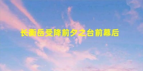 长衡岳受降前夕之台前幕后 长衡岳受降前夕之台前幕后