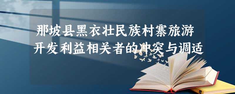 那坡县黑衣壮民族村寨旅游开发利益相关者的冲突与调适 那坡县黑衣壮民族村寨旅游开发利益相关者的冲突与调适