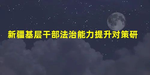 新疆基层干部法治能力提升对策研究 新疆基层干部法治能力提升对策研究