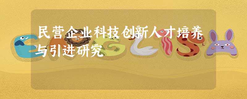 民营企业科技创新人才培养与引进研究 民营企业科技创新人才培养与引进研究