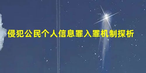 侵犯公民个人信息罪入罪机制探析 侵犯公民个人信息罪入罪机制探析