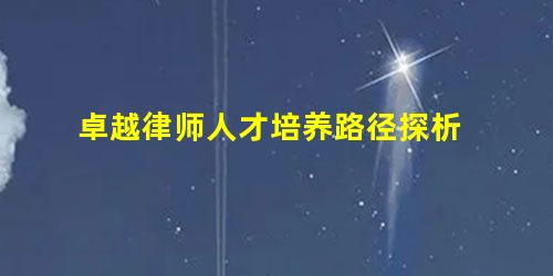 卓越律师人才培养路径探析 卓越律师人才培养路径探析