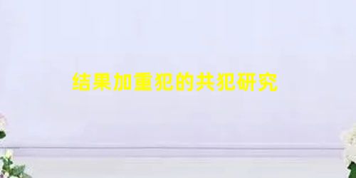 结果加重犯的共犯研究 结果加重犯的共犯研究