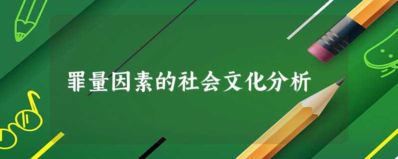 罪量因素的社会文化分析 罪量因素的社会文化分析