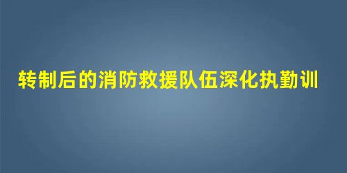 转制后的消防救援队伍深化执勤训练改革的几点思考 转制后的消防救援队伍深化执勤训练改革的几点思考