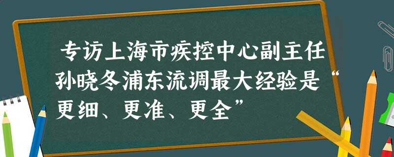 专访上海市疾控中心副主任孙晓冬浦东流调最大经验是“更细、更准、更全” 专访上海市疾控中心副主任孙晓冬浦东流调最大经验是“更细、更准、更全”