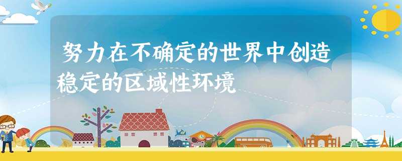 努力在不确定的世界中创造稳定的区域性环境 努力在不确定的世界中创造稳定的区域性环境