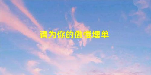请为你的傲慢埋单 请为你的傲慢埋单