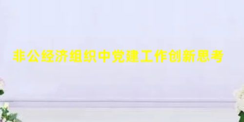 非公经济组织中党建工作创新思考 非公经济组织中党建工作创新思考
