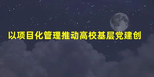 以项目化管理推动高校基层党建创新发展 以项目化管理推动高校基层党建创新发展