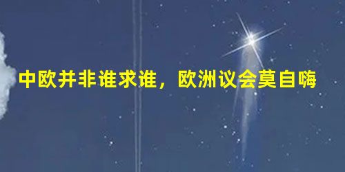 中欧并非谁求谁,欧洲议会莫自嗨(社评) 中欧并非谁求谁,欧洲议会莫自嗨(社评)