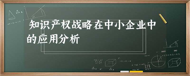 知识产权战略在中小企业中的应用分析 知识产权战略在中小企业中的应用分析