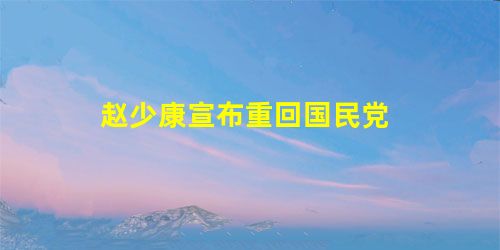 赵少康宣布重回国民党 赵少康宣布重回国民党