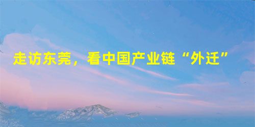 走访东莞,看中国产业链“外迁” 走访东莞,看中国产业链“外迁”