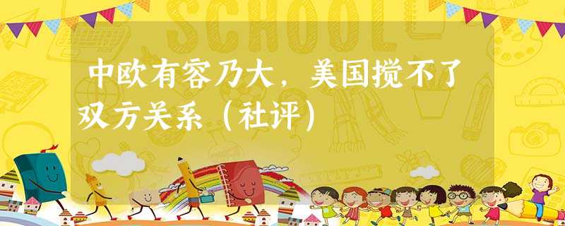 中欧有容乃大,美国搅不了双方关系(社评) 中欧有容乃大,美国搅不了双方关系(社评)