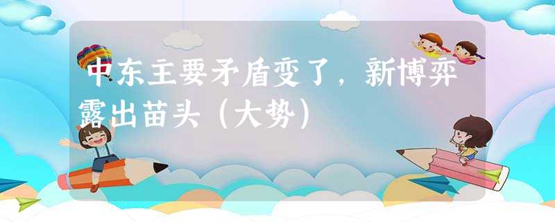 中东主要矛盾变了,新博弈露出苗头(大势) 中东主要矛盾变了,新博弈露出苗头(大势)
