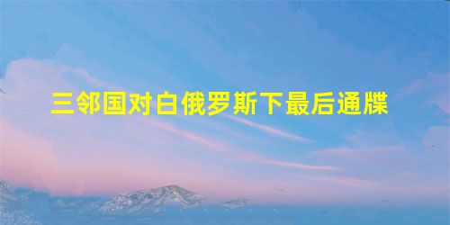 三邻国对白俄罗斯下最后通牒 三邻国对白俄罗斯下最后通牒