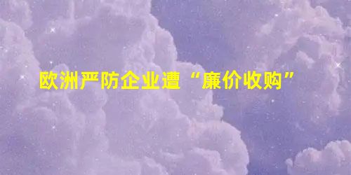 欧洲严防企业遭“廉价收购” 欧洲严防企业遭“廉价收购”