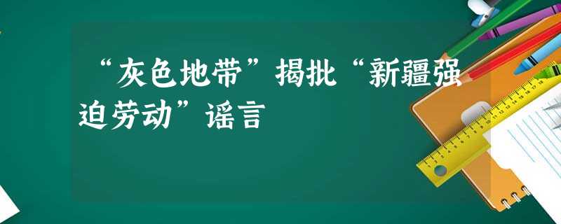 “灰色地带”揭批“新疆强迫劳动”谣言 “灰色地带”揭批“新疆强迫劳动”谣言