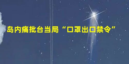 岛内痛批台当局“口罩出口禁令” 岛内痛批台当局“口罩出口禁令”