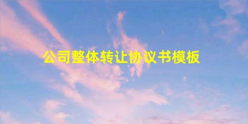 公司整体转让协议书模板 公司整体转让协议书模板