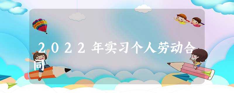 2022年实习个人劳动合同