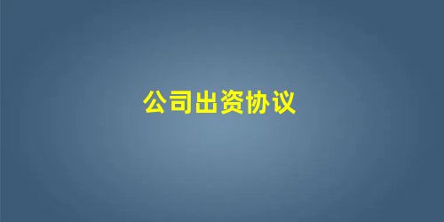 公司出资协议 公司出资协议
