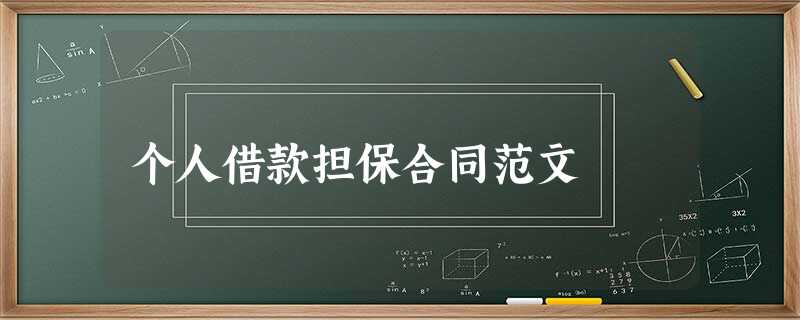 个人借款担保合同范文 个人借款担保合同范文