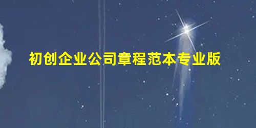 初创企业公司章程范本专业版 初创企业公司章程范本专业版