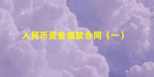 人民币资金借款合同(一) 人民币资金借款合同(一)