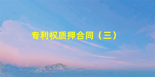专利权质押合同(三) 专利权质押合同(三)