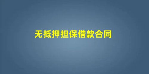 无抵押担保借款合同 无抵押担保借款合同