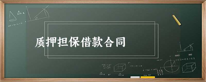 质押担保借款合同 质押担保借款合同