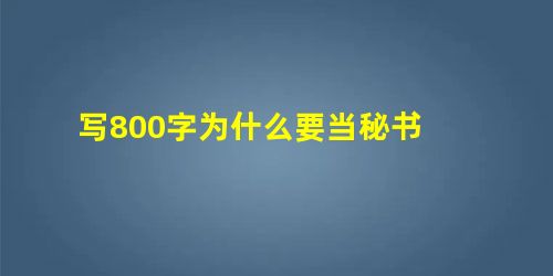 写800字为什么要当秘书 写800字为什么要当秘书