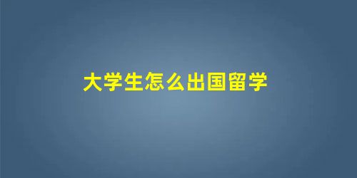 大学生怎么出国留学 大学生怎么出国留学