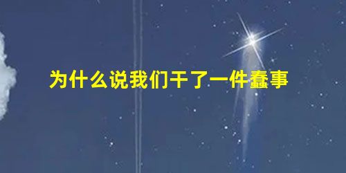 为什么说我们干了一件蠢事 为什么说我们干了一件蠢事