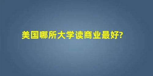 美国哪所大学读商业最好? 美国哪所大学读商业最好?