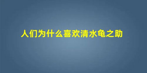 人们为什么喜欢清水龟之助 人们为什么喜欢清水龟之助