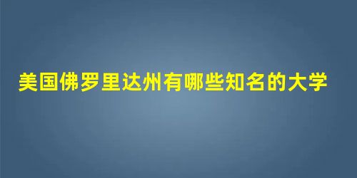 美国佛罗里达州有哪些知名的大学? 美国佛罗里达州有哪些知名的大学?