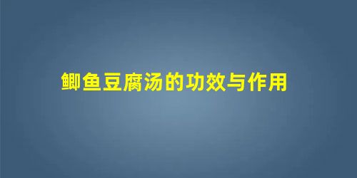 鲫鱼豆腐汤的功效与作用 鲫鱼豆腐汤的功效与作用