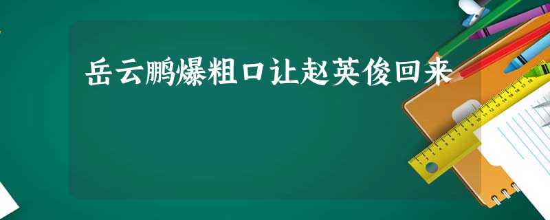 岳云鹏爆粗口让赵英俊回来 岳云鹏爆粗口让赵英俊回来