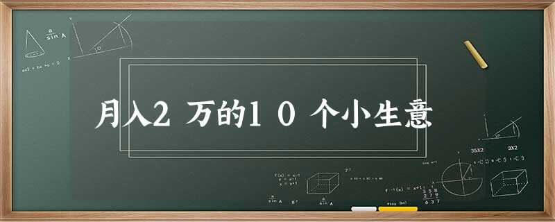 月入2万的10个小生意 月入2万的10个小生意