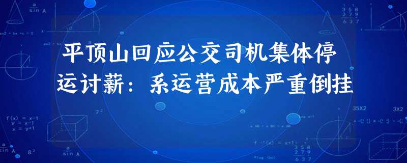 平顶山回应公交司机集体停运讨薪:系运营成本严重倒挂 平顶山回应公交司机集体停运讨薪:系运营成本严重倒挂
