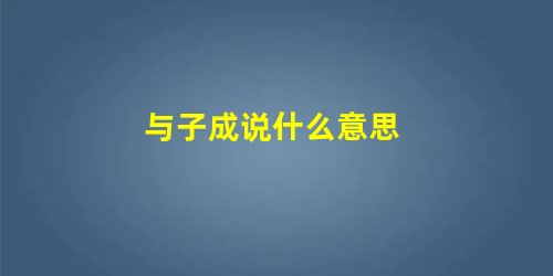 与子成说什么意思 与子成说什么意思