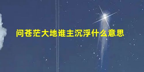 问苍茫大地谁主沉浮什么意思 问苍茫大地谁主沉浮什么意思