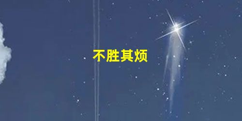 不胜其烦 不胜其烦