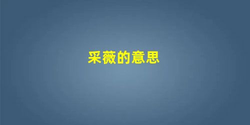 采薇的意思 采薇的意思