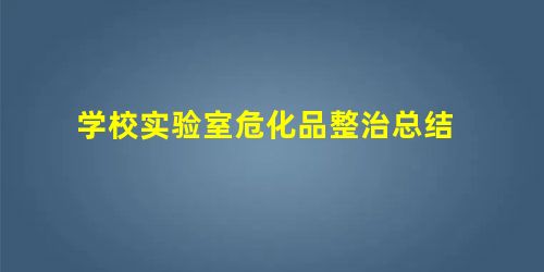 学校实验室危化品整治总结 学校实验室危化品整治总结