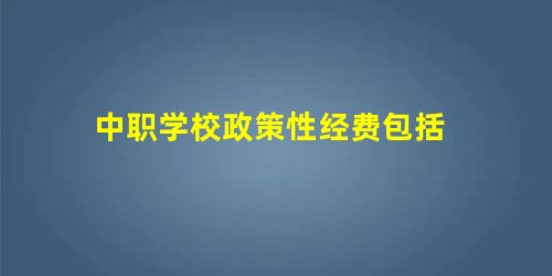 中职学校政策性经费包括 中职学校政策性经费包括