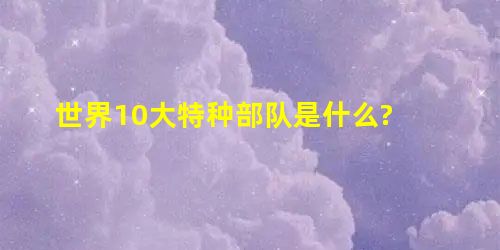 世界10大特种部队是什么? 世界10大特种部队是什么?